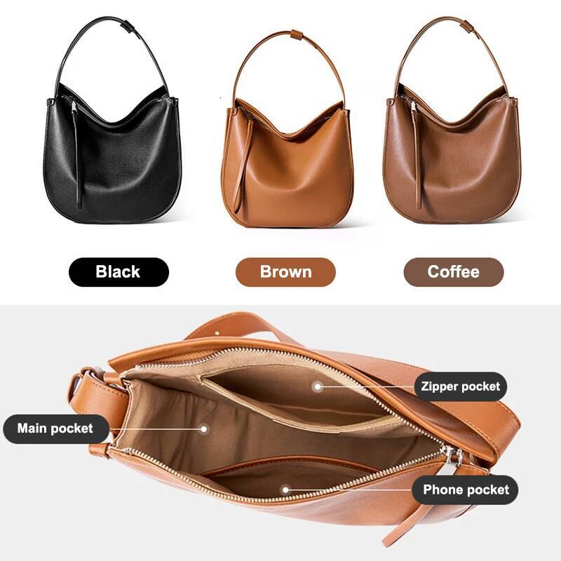 Luxury Leather Handbag Autumn/Winter New Large Capacity Designer Bag Leather Solid Color Minimalist Women's Shoulder Bag Soft Leather Tote Bag