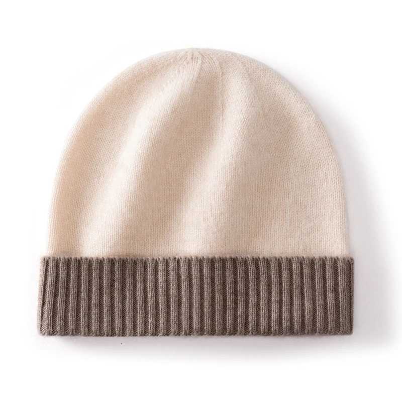 Color Block 100 Cashmere Hat Thickened Autumn Winter New Highend Knitted Hat Warm Unisex Outdoor Sports HatXJ251023