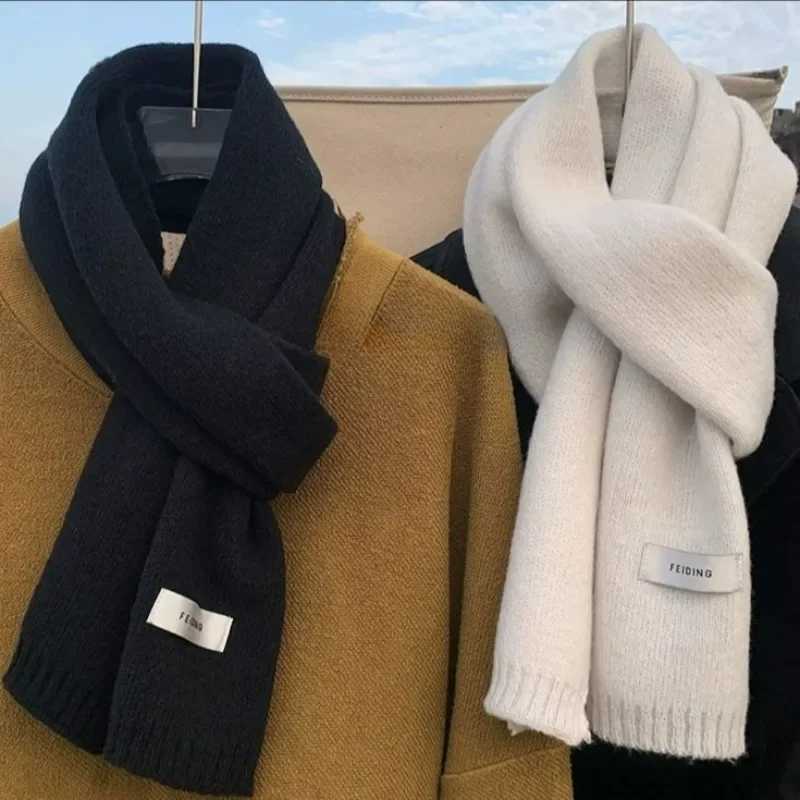 Winter Thermal Knitted Scarf Unisex Solid Color Neck Shawl Wrap Warm Windproof Solid Color Women Men Fashion Motorcycle Scarfs J251113