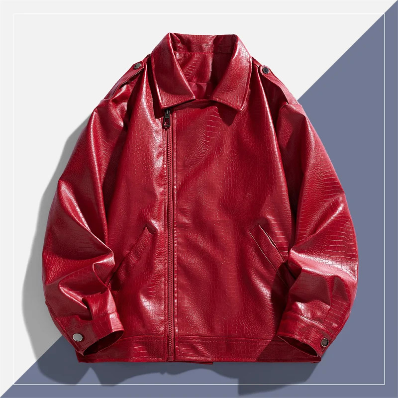 Fashionable Trendy Handsome Mens Autumn Winter Highquality Leather Jacket Comfortable Loose Breathable and Versatile 251015