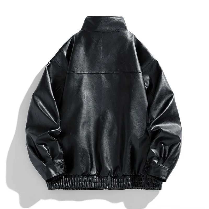 New Motorcycle Leather Jacket Men Bomber Pilot Retro Loose Pu Short Coat Fashion Casual Streetwear Multi Pocket Trend Outwear W251023