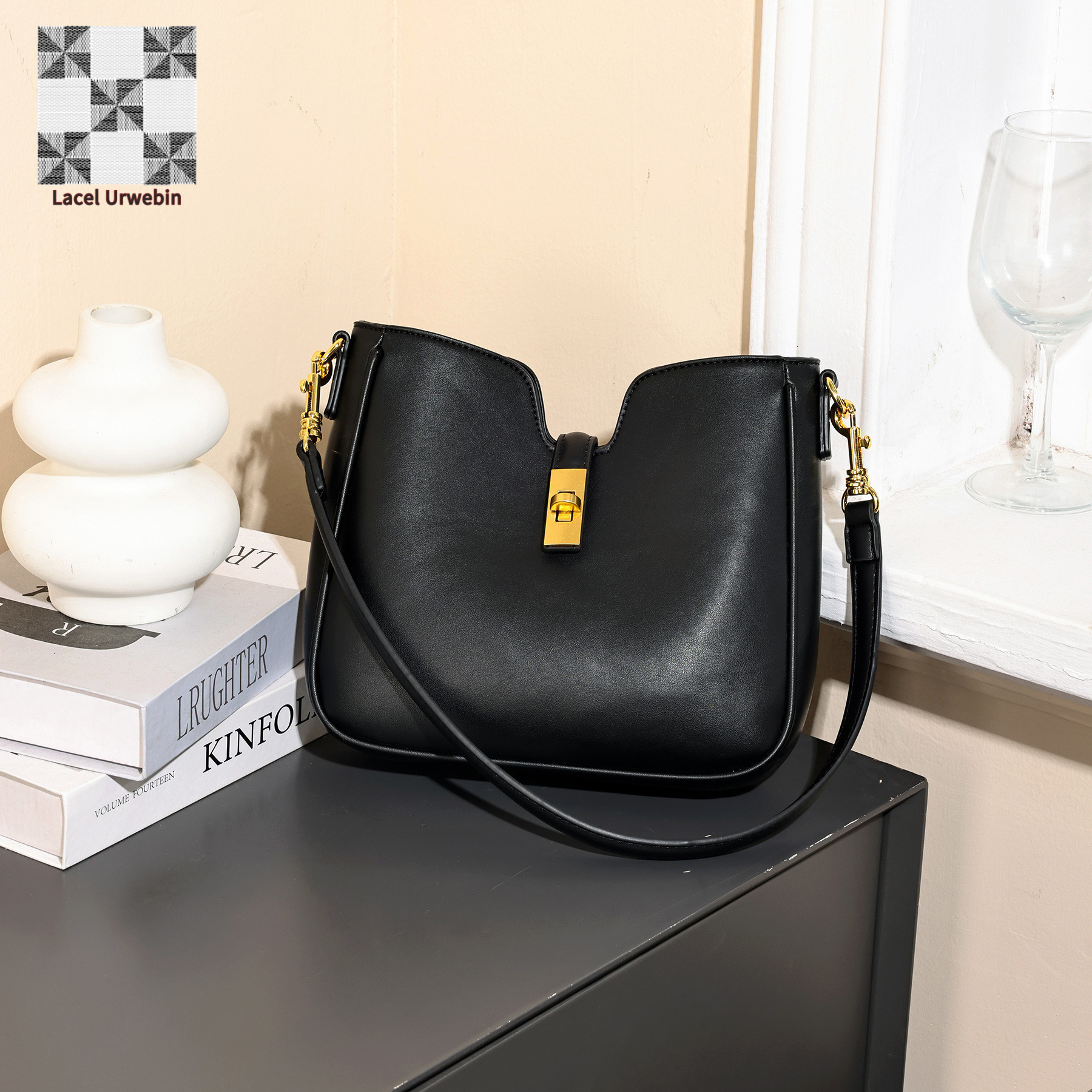 Lacel Urwebin Designer's 2025 New Light Luxury Versatile Casual Women's Bag Large Capacity Tote Bag High-end Luxury Bag Commuter Shoulder Cr