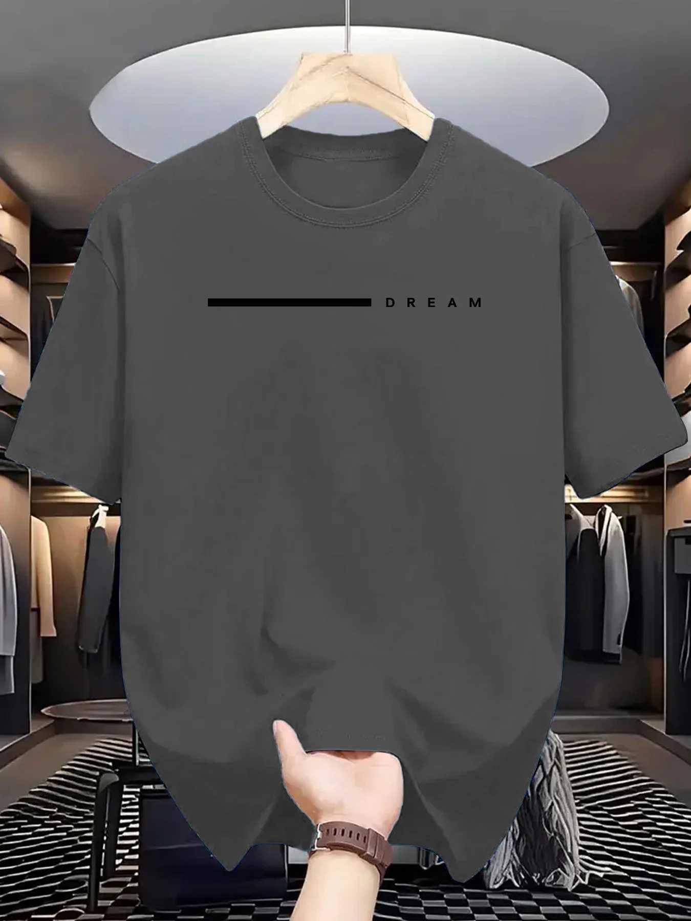 Mens summer 100 cotton fashionable casual loose plus size dream letter printed sports round neck short sleeved Tshirt topXJ251023