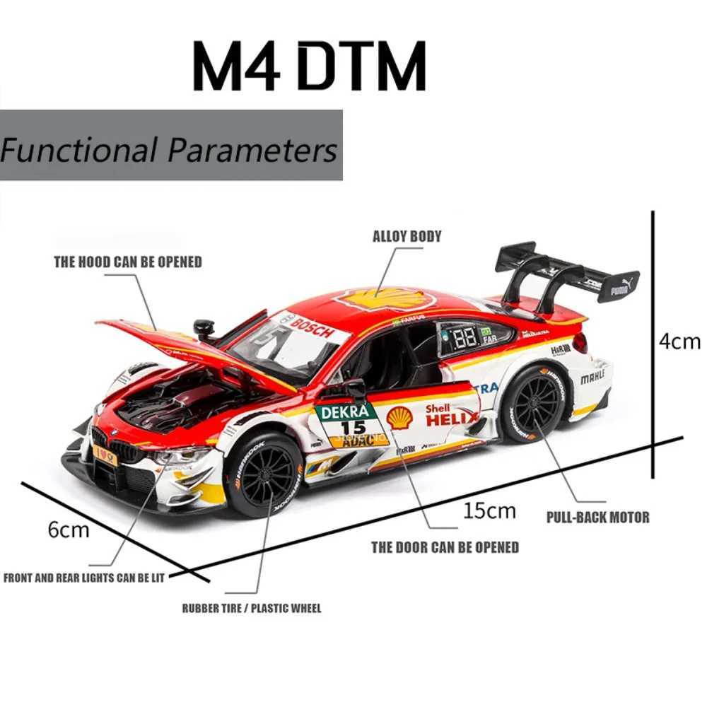 132 BMW M4 DTM Racing Car Model Toy Alloy Diecast with Sound Light Pull Back Model Car Collection Toys for Boys Holiday GiftsT251023