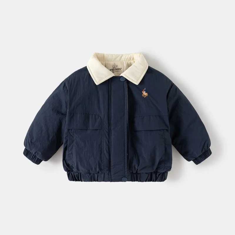 New Winter Boys Lightweight Padded Cotton Jacket Childrens ColorBlock CottonPadded Coat Fashionable and Warm Outerwear Y251023
