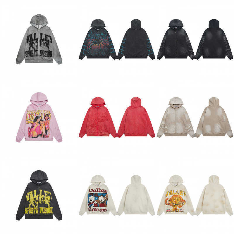 vale hoodie valely hoodie mens designer hoodie Trendy Streetwear Val Retro Print Loose Fit Casual Washed Vintage Sweatshirt Jacket Mens Womens Autumn Winter