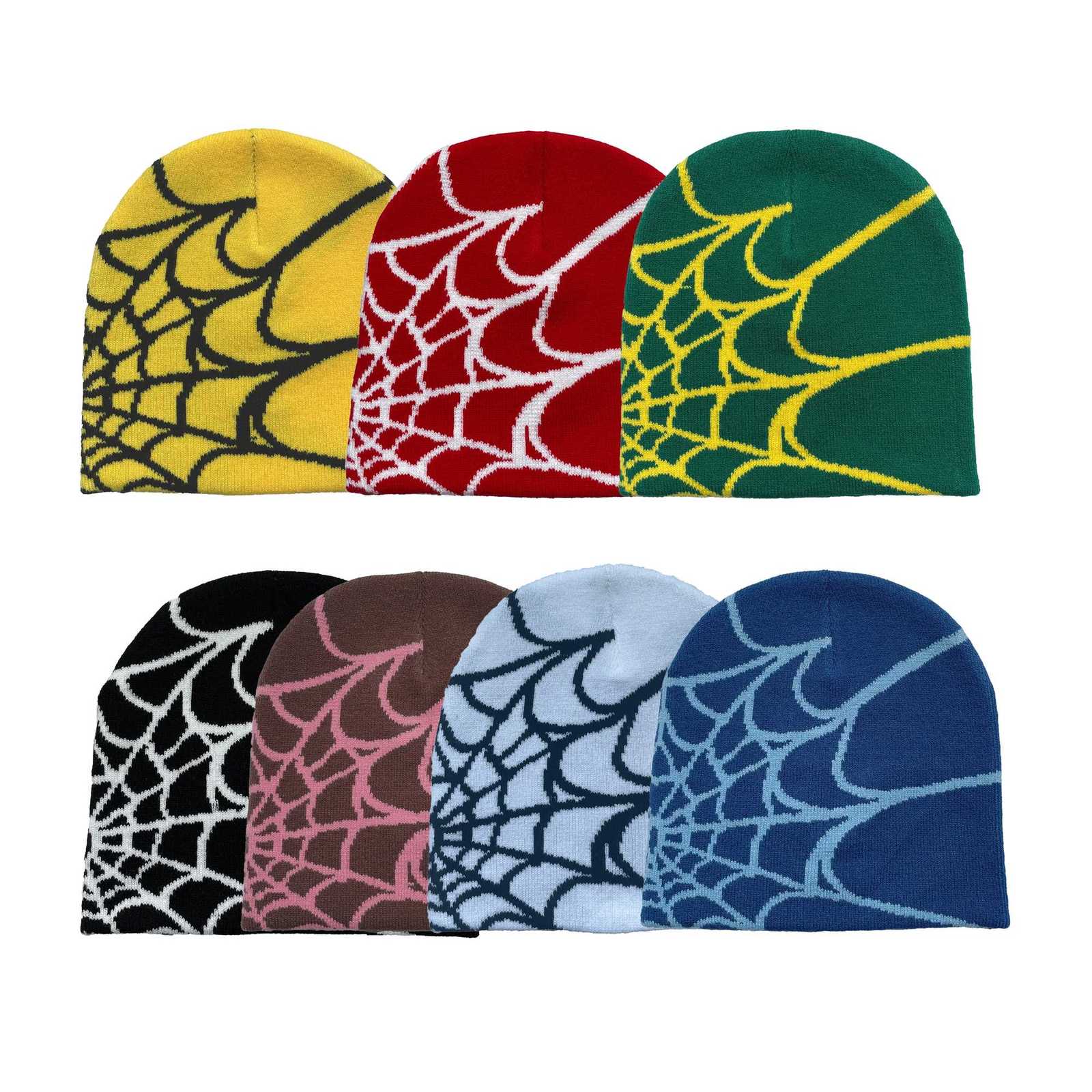 Unisex Spider Web Printed Knit Hat Warm Outdoor Pullover Hat Personality Beanie HatXJ251023