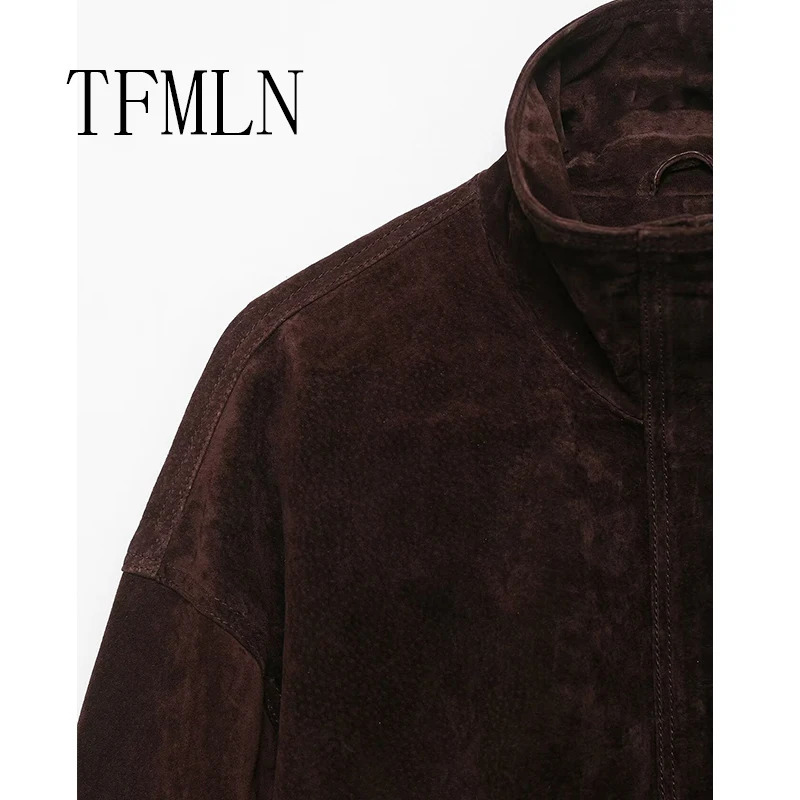 TFMLN Autumn Winter Womens Loose Jacket Female Long Sleeve Cropped Zipper Jackets Fashion Warm Coats Casual Outerwear 251020