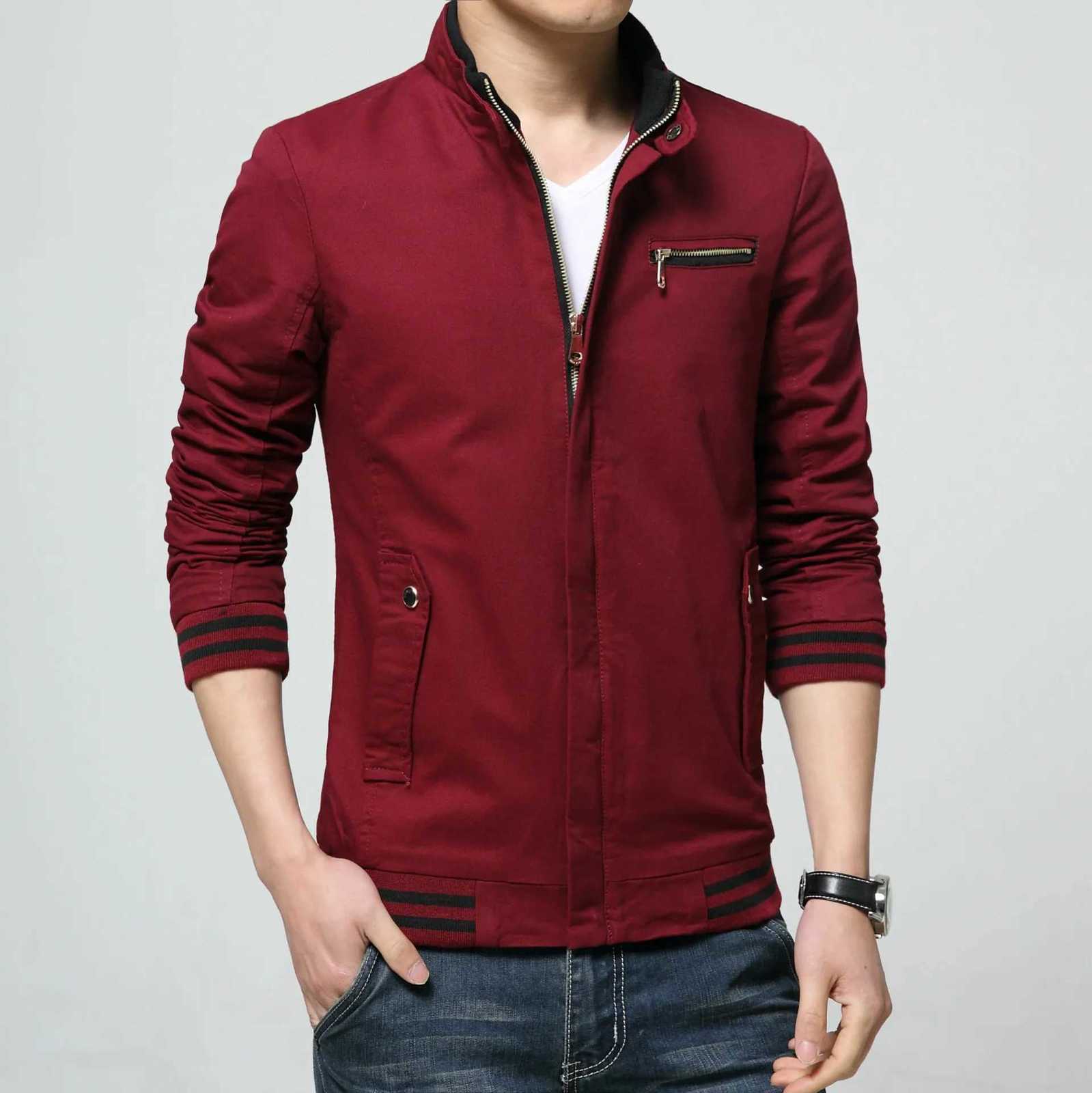 Mens Stand Collar Casual Zipper Jacket Men Bomber Jacket Mens Windbreaker Jacket Male Baseball Jackets Outwear Brand Clothing W251023