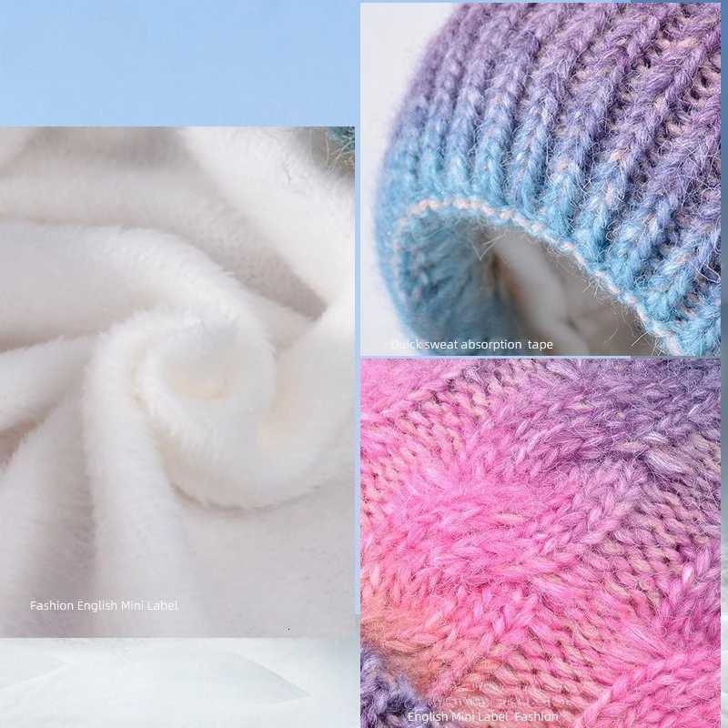 Winter Lady Warm Hat Scarf Twopiece Set Fece Thicke Gradual Change Color Knitted Skiing Hat Fashion Plover Hat for WenW251023