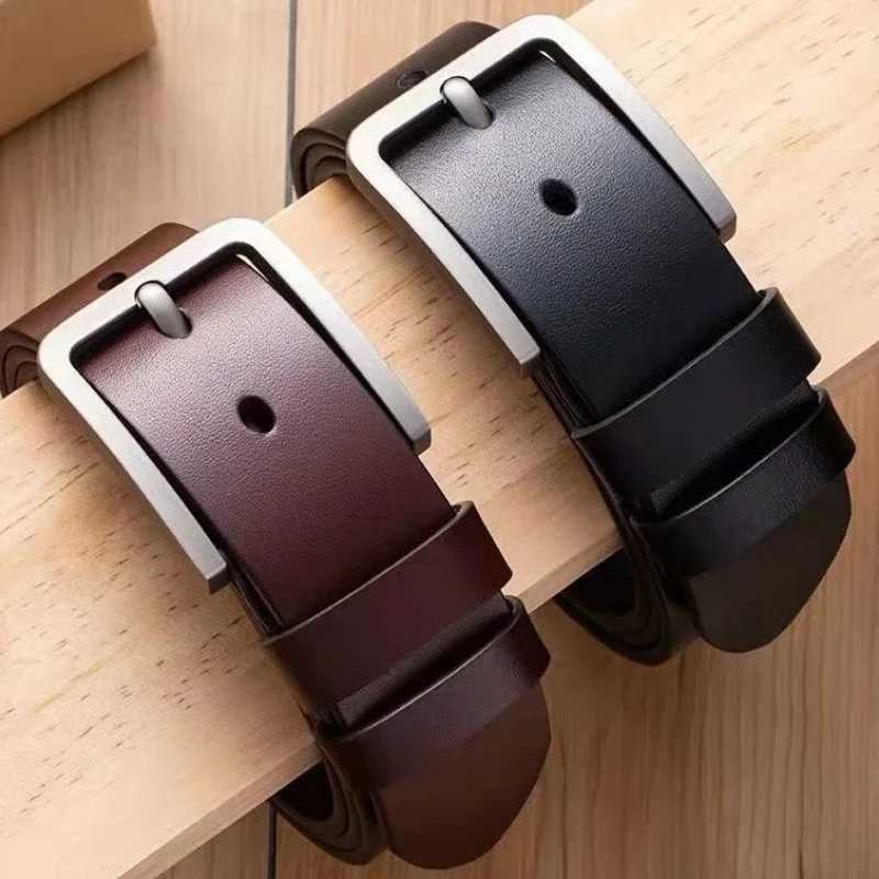 Mens Vintage Casual Belt Black Pin Buckle Student Versatile Leather Wide BeltXJ251023