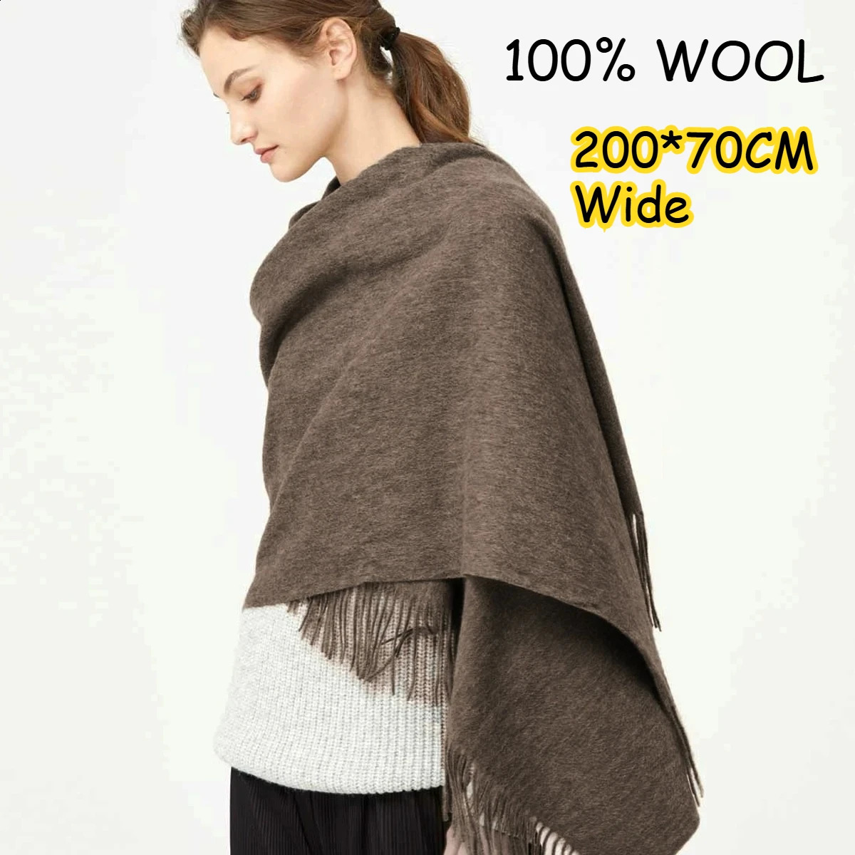 100 Wool Scarf Women Thick Cashmere Winter Scars Shawls Fashion Female Pashmina Scarves Oversized Keep Warm Warps 300g 251021