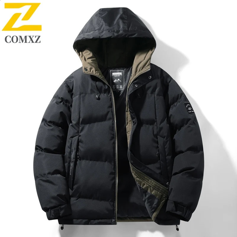 High Quality Mens Down Cotton Jacket Winter Fashion Shoulder Print Warm Cotton Coat Trendy Mens Coat 251013