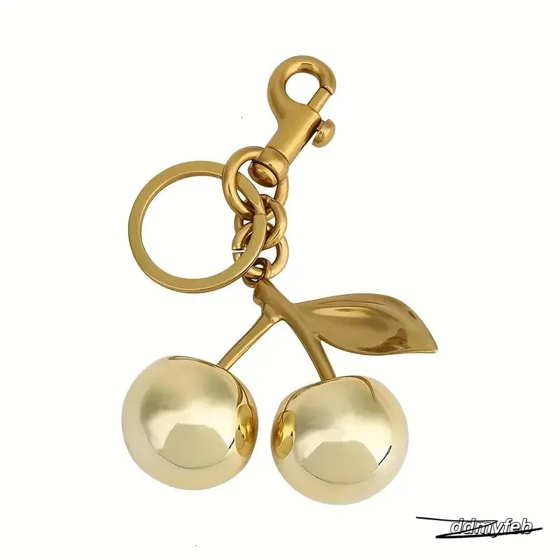 Elegant Cherry Keychain Charm - Shiny Resin And Metal Bag Accessory For Women's Purse Or Handbag Ddmyfeb