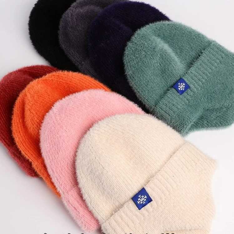 Hot Sa Wen Earflap Winter Hat Candy Fashion Faux Fur Knitted Hat Kpop Sty Soft Beanie Hats Fa StreetwearW251023