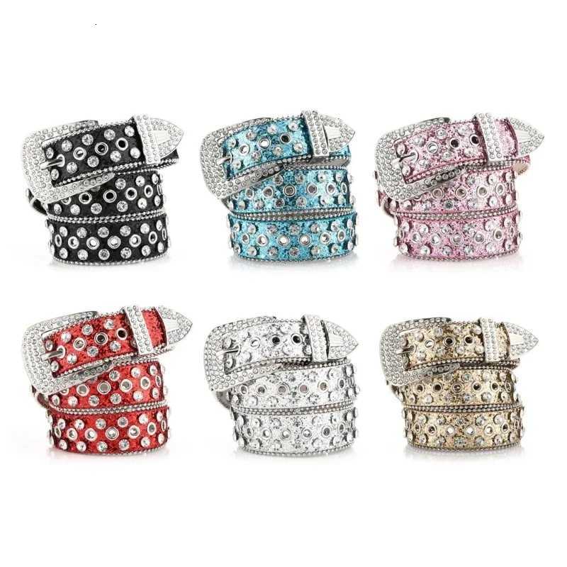 Goth Rhinestones Belts Women PU Leather Straps Rhinestones Belts Cowgirl Y2K Girls Fashion Belt for Jeans MenXJ251023