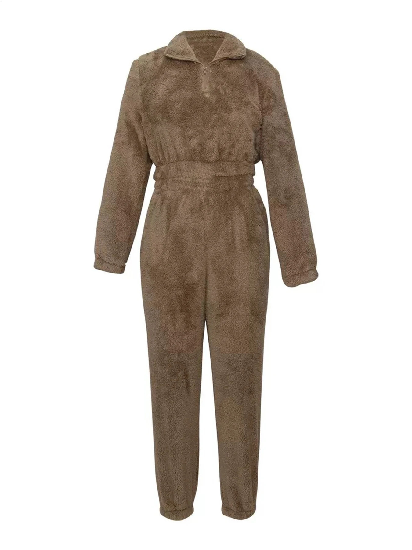 Womens Solid Color Velvet TwoPiece Set LongSleeved SemiOpen Neck Sweatshirt and Slim Pants Machine Washable Suitable 251022