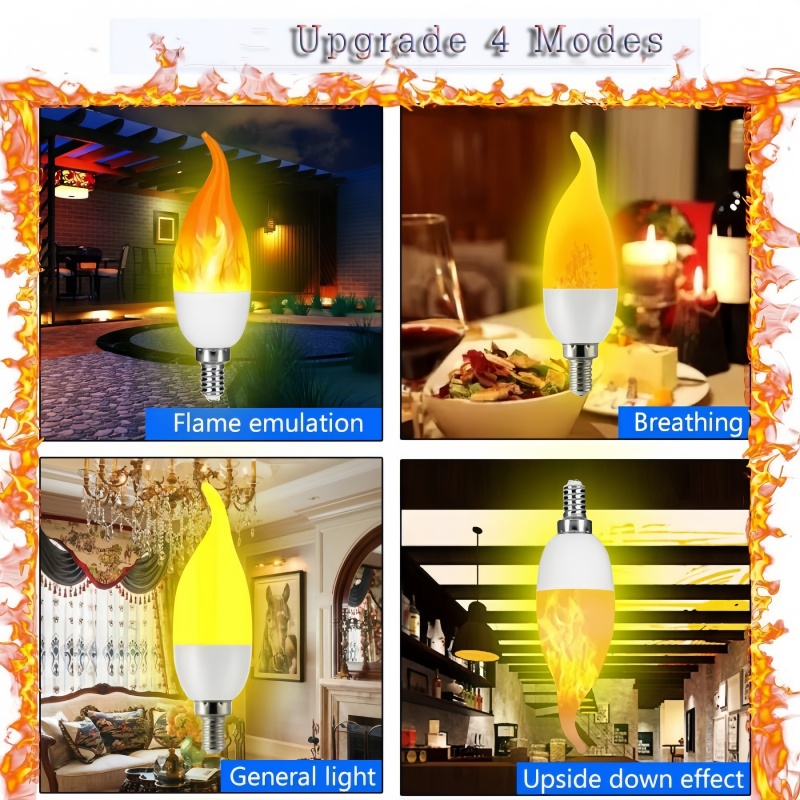 E27 LED Flame Light, Simulated Candle Fire Bulb for Outdoor Garden Decoration, 7W Warm Light Aluminum+ABS IP26 80-220V-Flame lamp