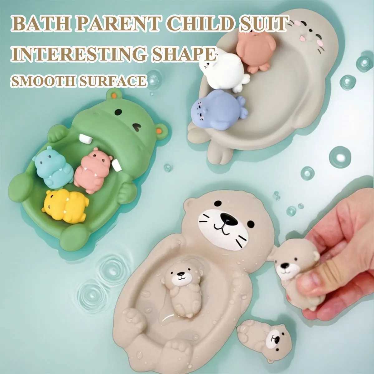 Baby Bath Toys Floating Animal Otter Hippo Seal Kid Bathroom Shower Basketball Hoop Game Children Swimming Pool Water Play Gift J251023
