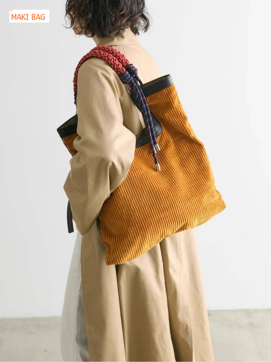Autumn and Winter New Corduroy Handbag Vintage Large Capacity Splicing Weaving Knot Luxury Bag Fashion Trend Women's Shoulder Bag Designer Bag