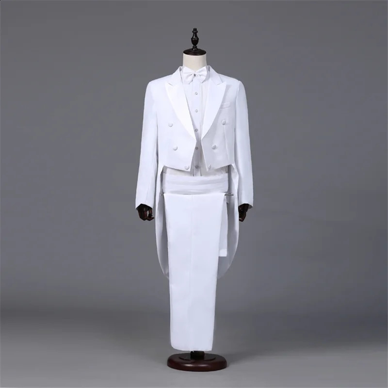 Mens Tailcoat Classic Modern White and Black Basic Style Suit with Singer Magician Stage Jacket Outfits 251023