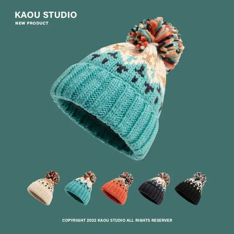 Winter Beanie for Wen Men Christmas Colorf Warm Wooln Hat Allmatch Ski Sklies Bonnets P Hats Earflaps Bber HatsW251023
