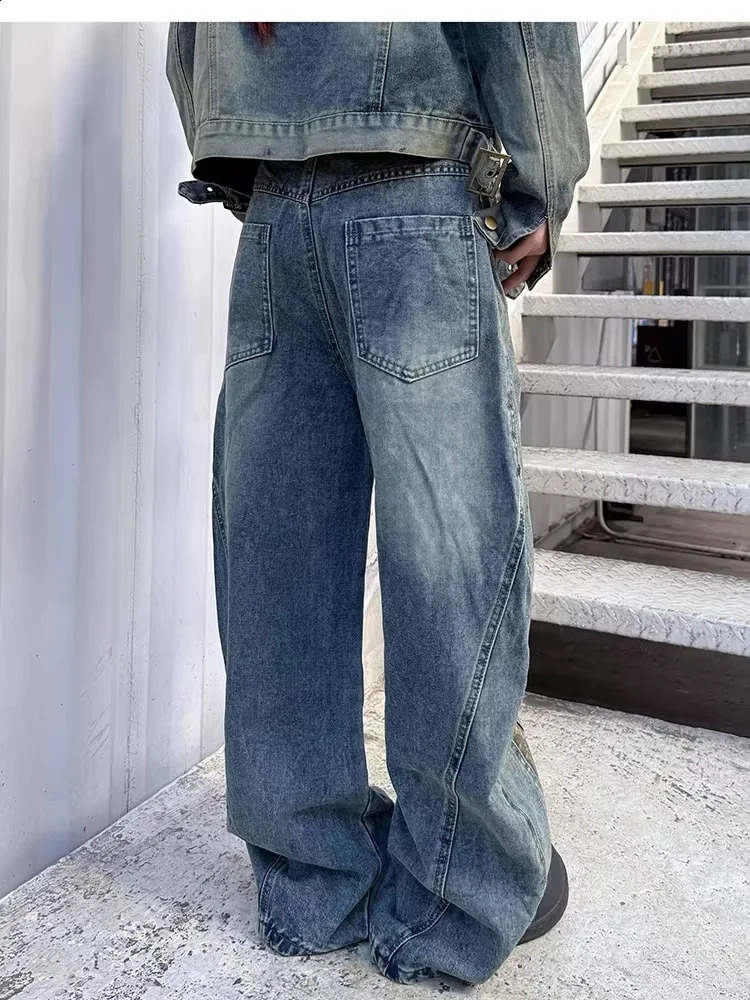 2025 American Retro Y2K Style Leopard Patchwork Baggy Jeans Pants For Men Clothing Straight Harajuku Denim Trousers Moda Hombre 251018