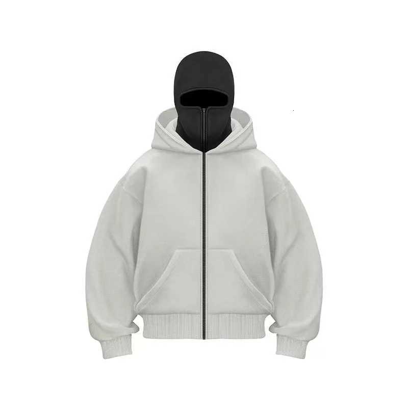 2025 Hot New Mens Balaclava Hoodies Half Zip Up Pullover Double Hooded Fleece Sweatshirt Unisex Fall Winter Outfits For MenT251023