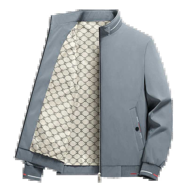 Business standup collar jacket mens spring and autumn new plush casual jacket top thickened warm jacket mens clothing W251023