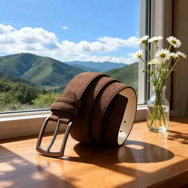 MenS Suede Belt Retro Trend Alloy Buckle MenS Belt Large Size Genuine HighEnd Belt 2023 New Gift for Boyfriend and DadXJ251023