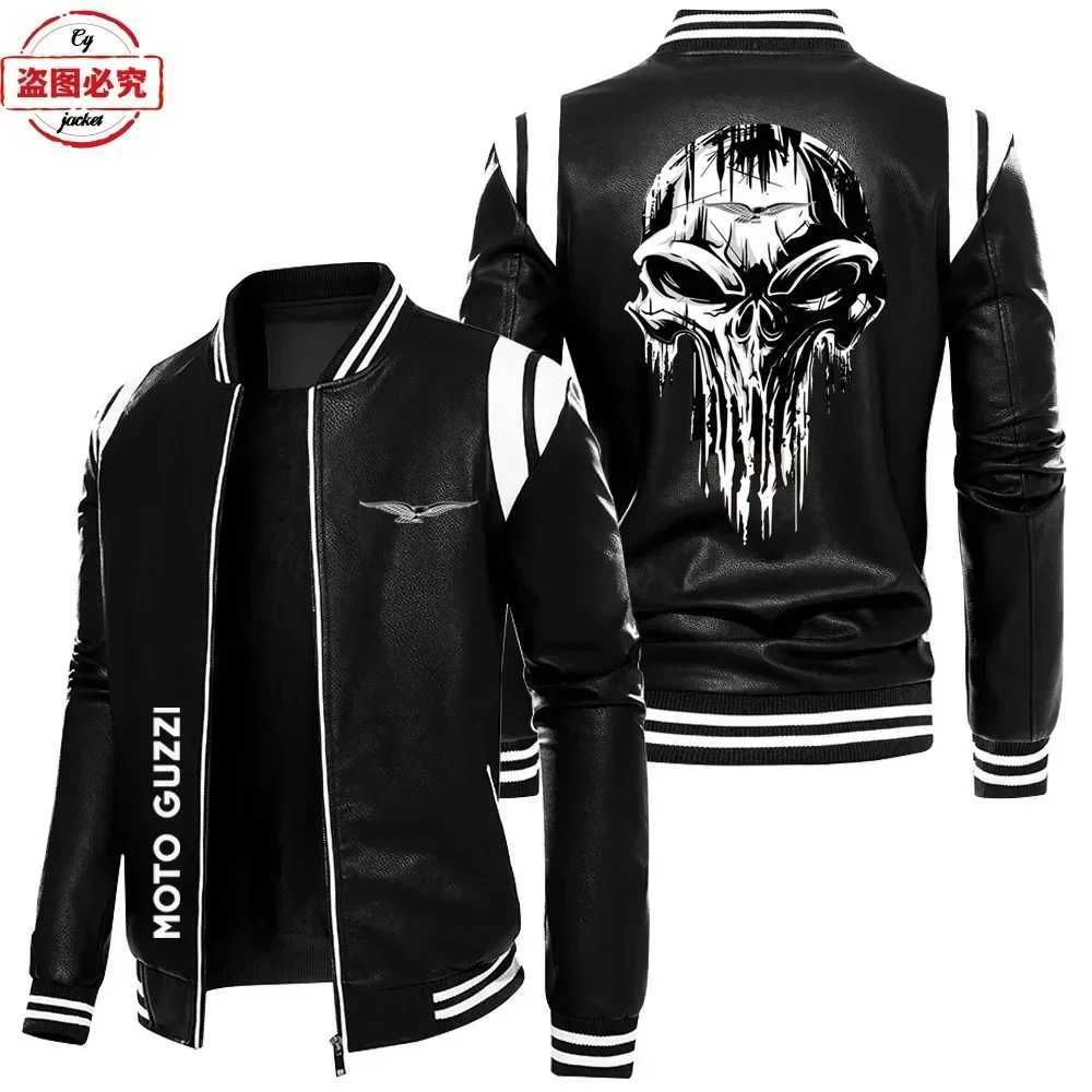 Motorcycle Printed PU Leather Windproof Jacket Racing Suit Motorcycle Riding Suit Mens Casual Jacket Work Suit W251023
