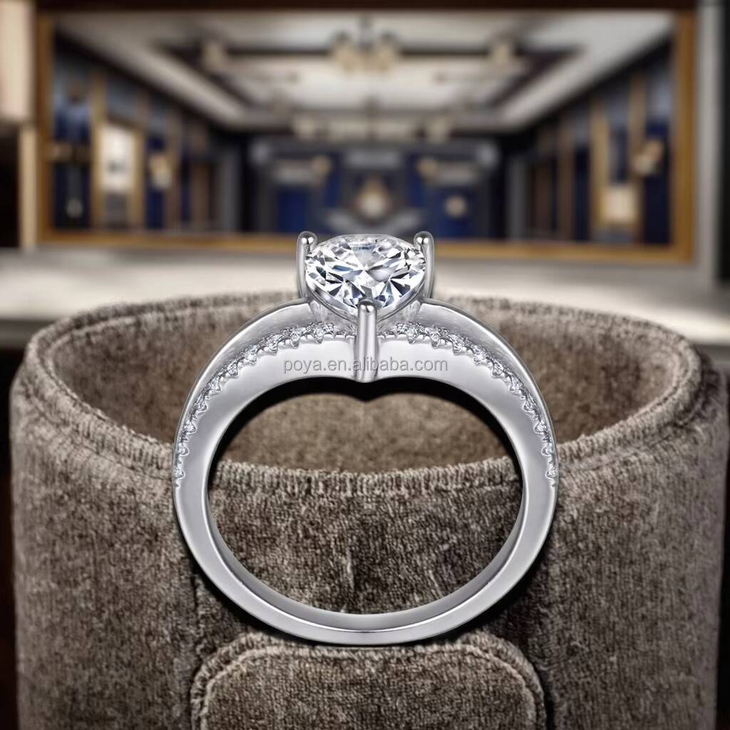 POYA 925 Sterling Silver Fine Jewelry for Women Pear Cut Simulated Diamond Womens Ring Moissanite Engagement Rings