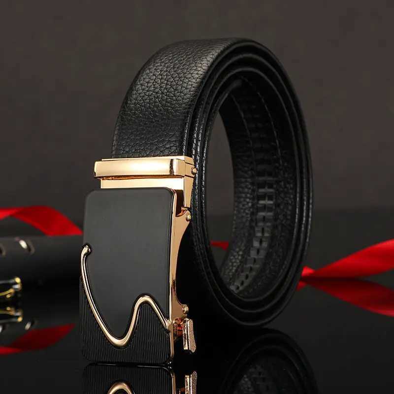 1pc Mens Belt Leather Belt Metal Automatic Buckle Brand Luxury Business Fashion Design Waist Belt for Men Strap Male Jeans BeltXJ251023