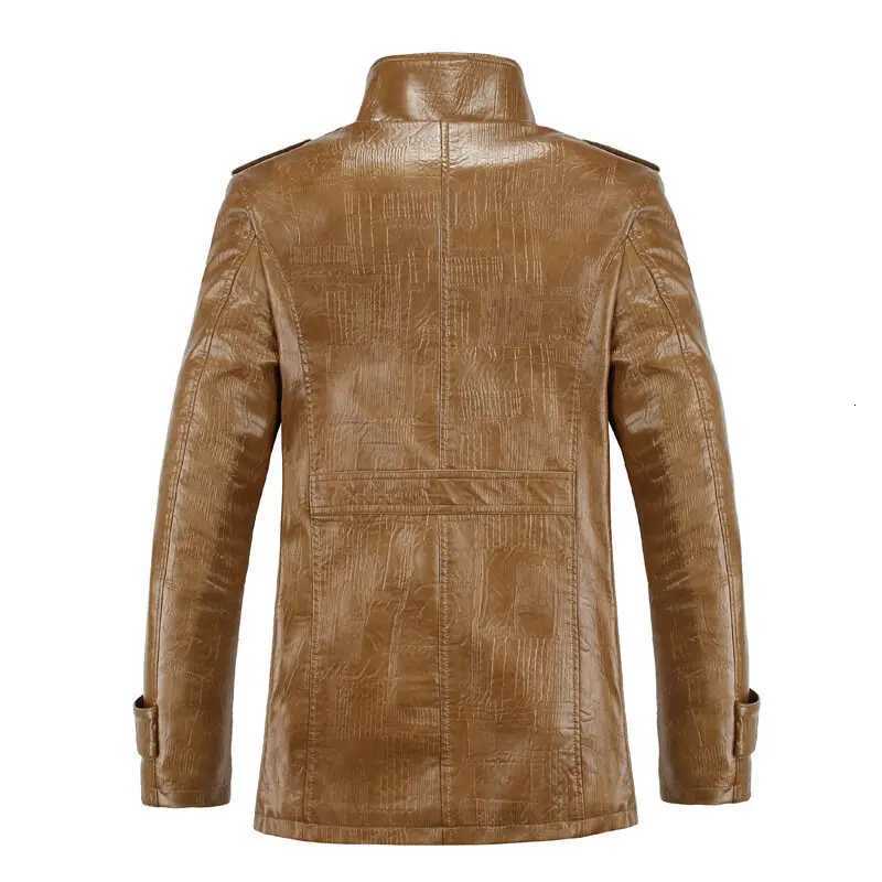 Mens Plus Velvet PU Leather Jacket Male Thicken Fleece Motorcycle Coat Casual Faux Leather Jacket Windproof Warm Winter Coat W251023