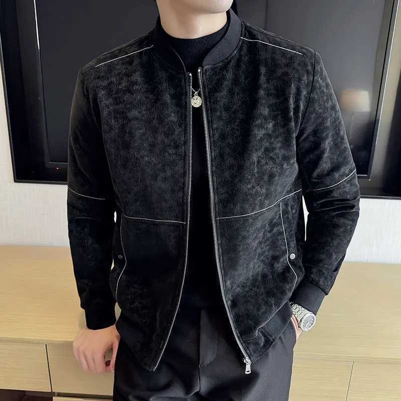 Stand Collar PU Leather Jackets For Men Fashion Patchwork Design Slim Fit Mens Casual Faux Leather Jacket Long Sleeve Coats 4XL W251023