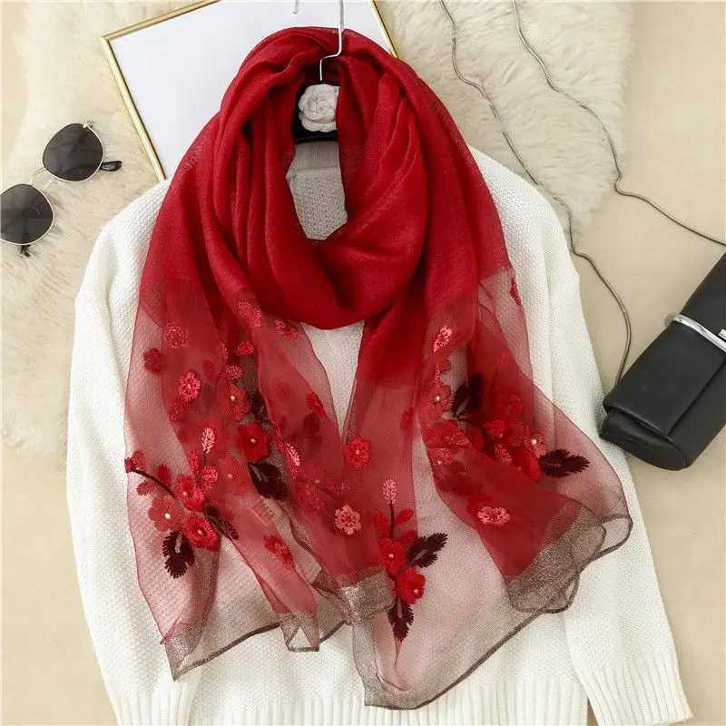 Thin Shawl for Women Suitable for AutumnSpring Winter Gift 19070CM Silk Wool Embroidered Scarf J251113
