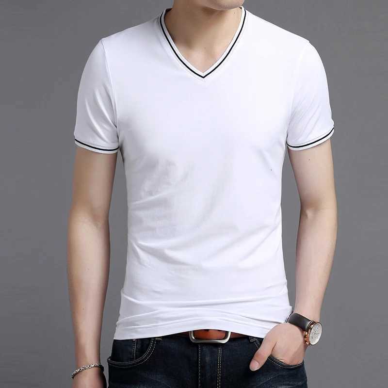 2025 New Fashion Brand Tshirt Mens V Neck Solid Color Summer Trends Tops Street Wear Top Grade Short Sleeve TShirt Men ClothingXJ251023