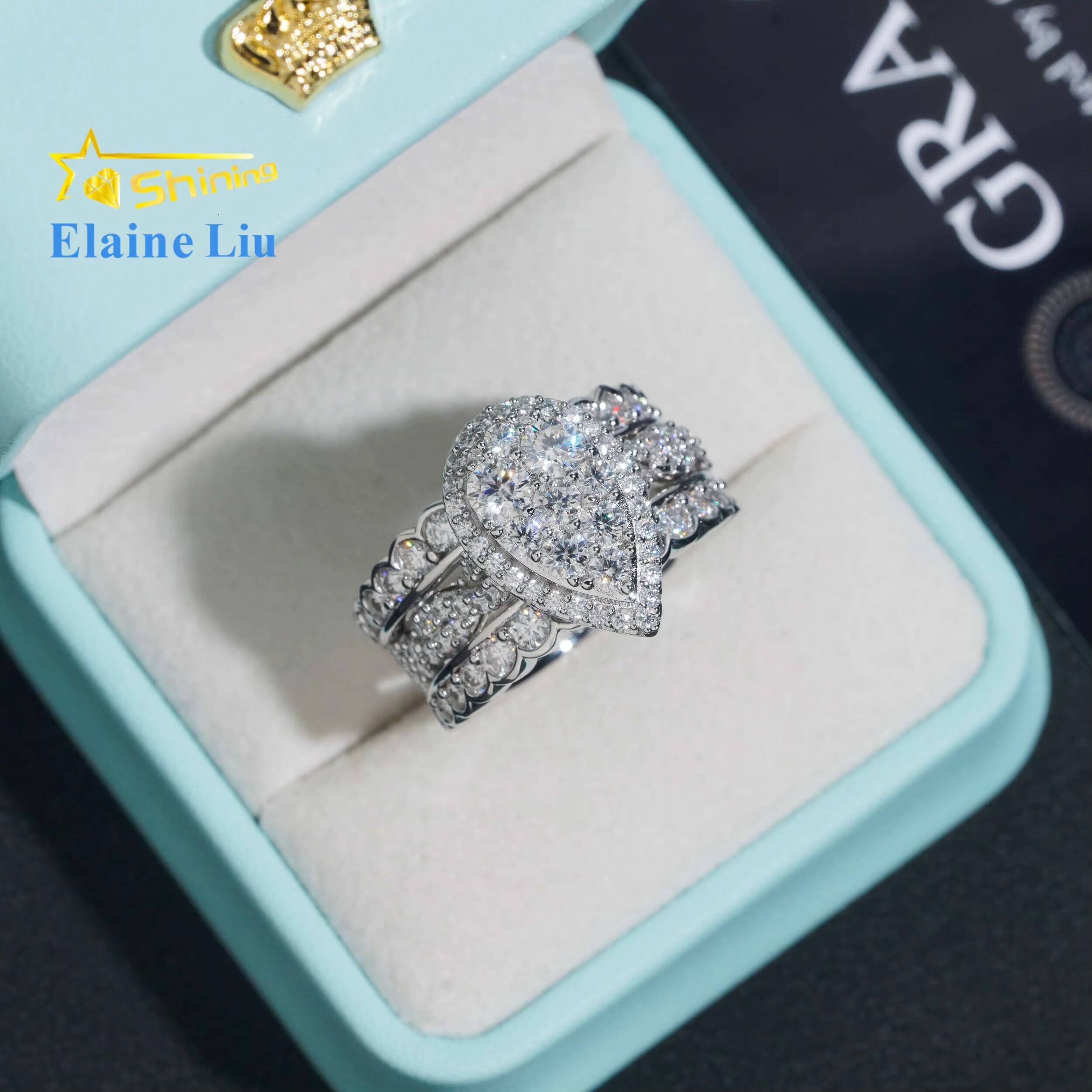 Custom Sterling Silver 925 Rings Vvs Diamond Moissanite Hip Hop Iced Out Ring for Women