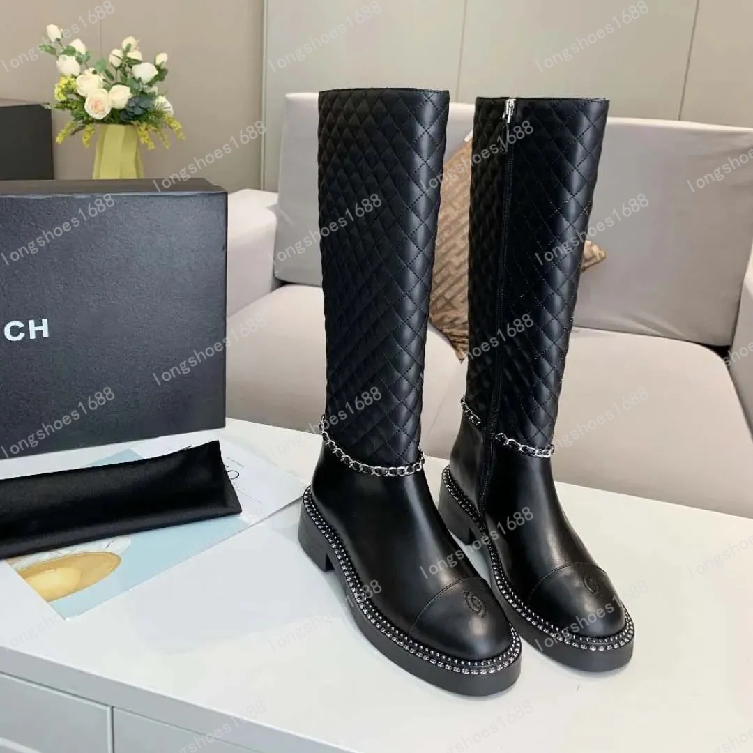 top quality For Lady Buckle Black Calf Leather brand Knight Long Knee Boot Designer Fashion Winter Famous Jumping Women Tall Boots Multi Color C New