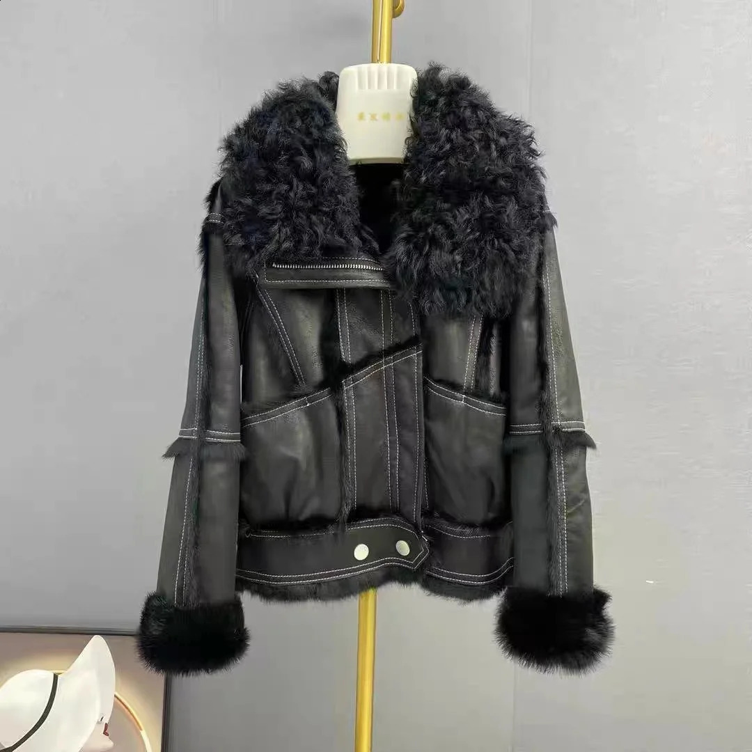 Rex rabbit fur Coats With Genuine Sheepskin Leather Wholeskin Natural Jacket Outwear y Women Winter 251022