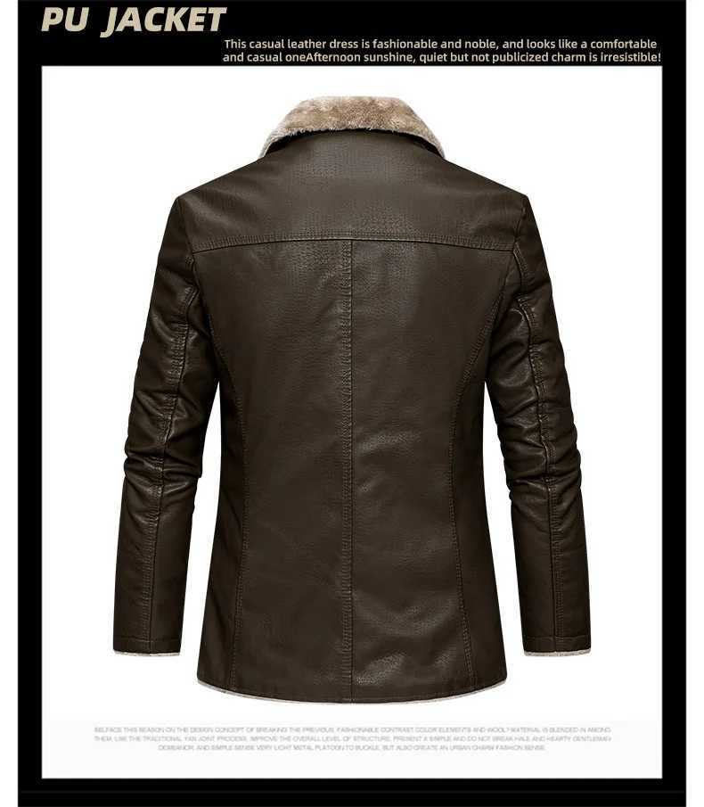Autumn Winter Korean Style New Fashion Mens Turndown Collar Singlebreasted Casual Trendy Solid Color Faux Leather Jackets W251023