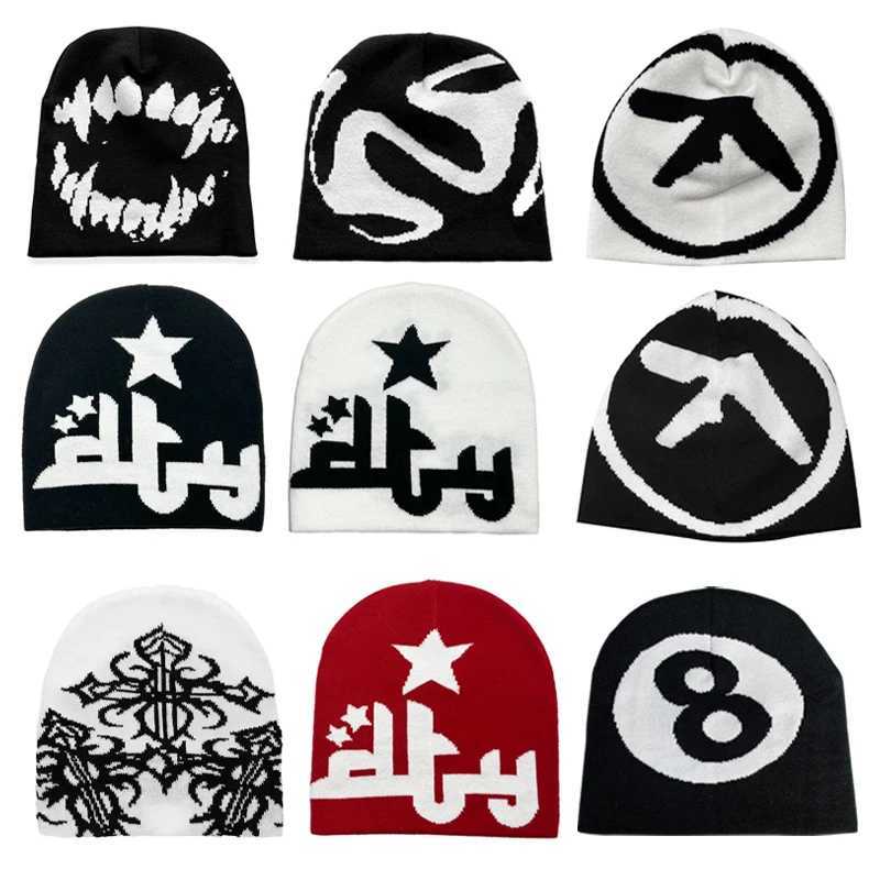 Women Hat Knitting Beanies Goth Korean Caps Men Y2k Streetwear Winter Fashion Unisex Pullover Kpop Harajuku Vintage Warm Hip HopXJ251023