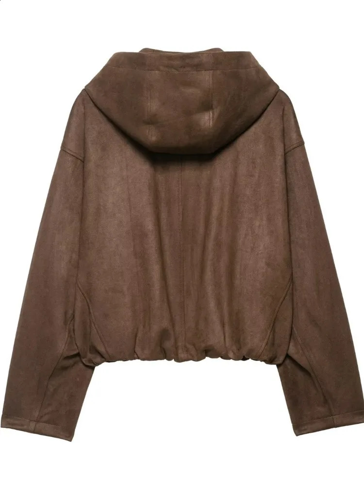 Autumn And Winter Hooded Solid Color Longsleeved Zipper Jacket Top Womens Street Style Bomber Versatile 251018