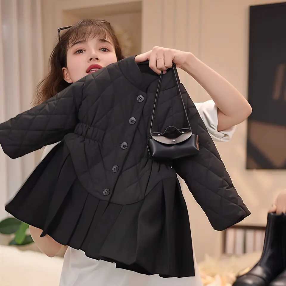 111Years Toddler Kids Cotton Padded Jacket Coat for Girls Black Patchwork Dress Jackets Infant Winter Cute Outwear Overcoat 2 3 Y251023