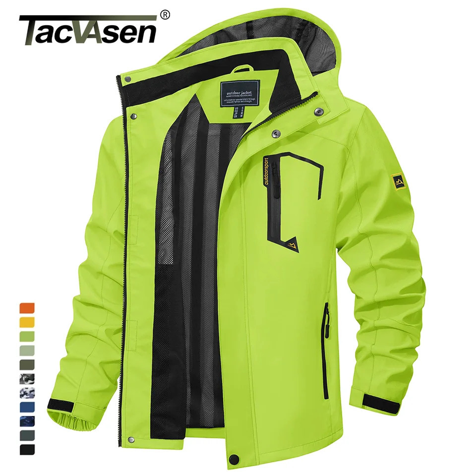 TACVASEN Spring Autumn Lightweight Jackets Mens Mesh Lined Waterproof Rain Jacket Outdoor Fishing Hiking Jacket Male Windbreaker 251020
