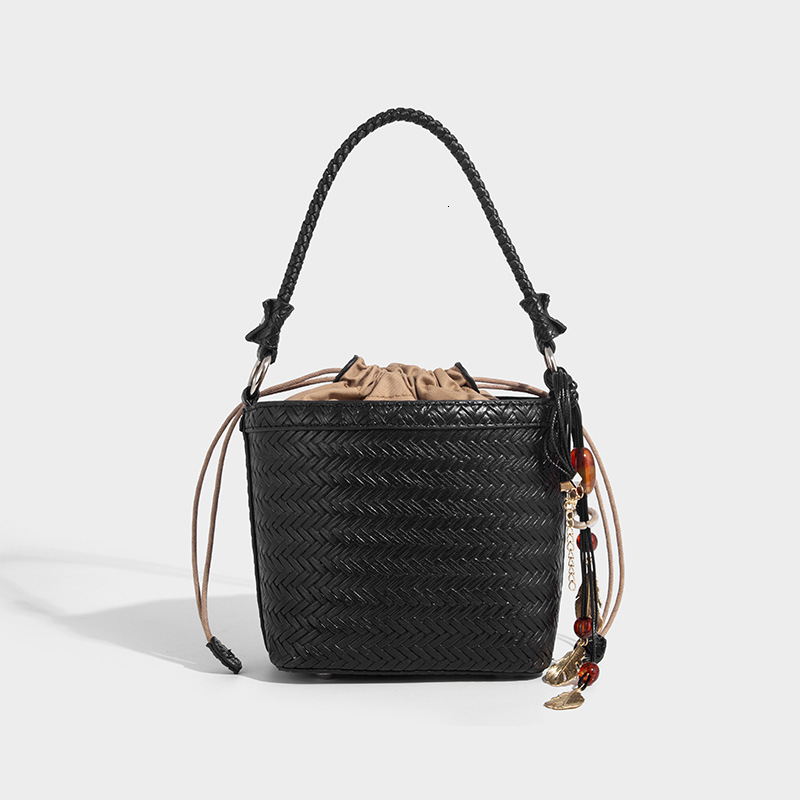 Luxury Brand Designer Bag Drawstring Woven Handbag High-End Bucket Bag Pure Handmade Woven Bag 2025 New Commuter Crossbody Bag