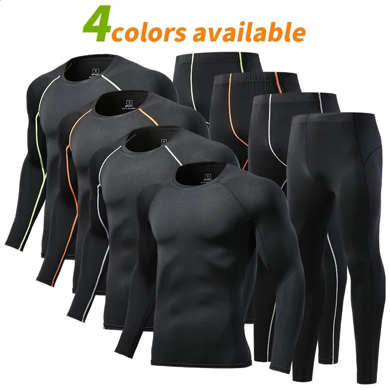 Mens Compression Set Running Tights Workout Fitness Jogging Training Clothes Tracksuit Men Long Sleeve Shirt Sport Suit 725726 251023