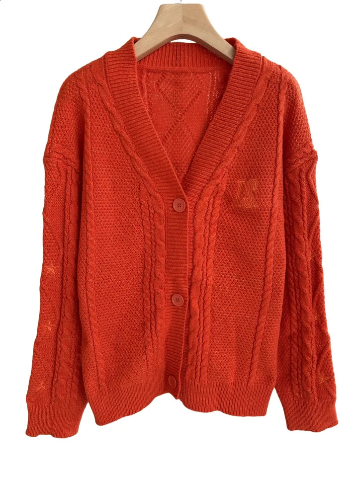 TS Merch The Life Of A Showgirl Orange Cardigan Long Sleeves Sweater For Woman Knitwear Winter Outfit Coat Ladies clothes 251022