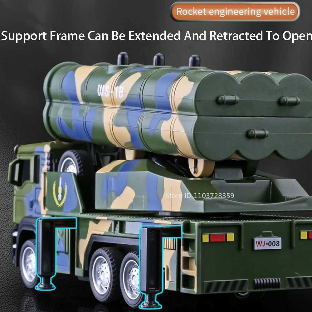 132 Alloy Missile Vehicle Model Toys Metal Diecast Rocket Launcher Cars Sound Light Pull Back Military Vehicles for Boys GiftsT251023