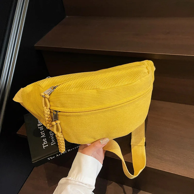 For Women Fashion Bag Hip Purse Shoulder Casual Corduroy Belt Bags Fanny Pack Female Banana Waist Crossbody Chest Pocket 251014